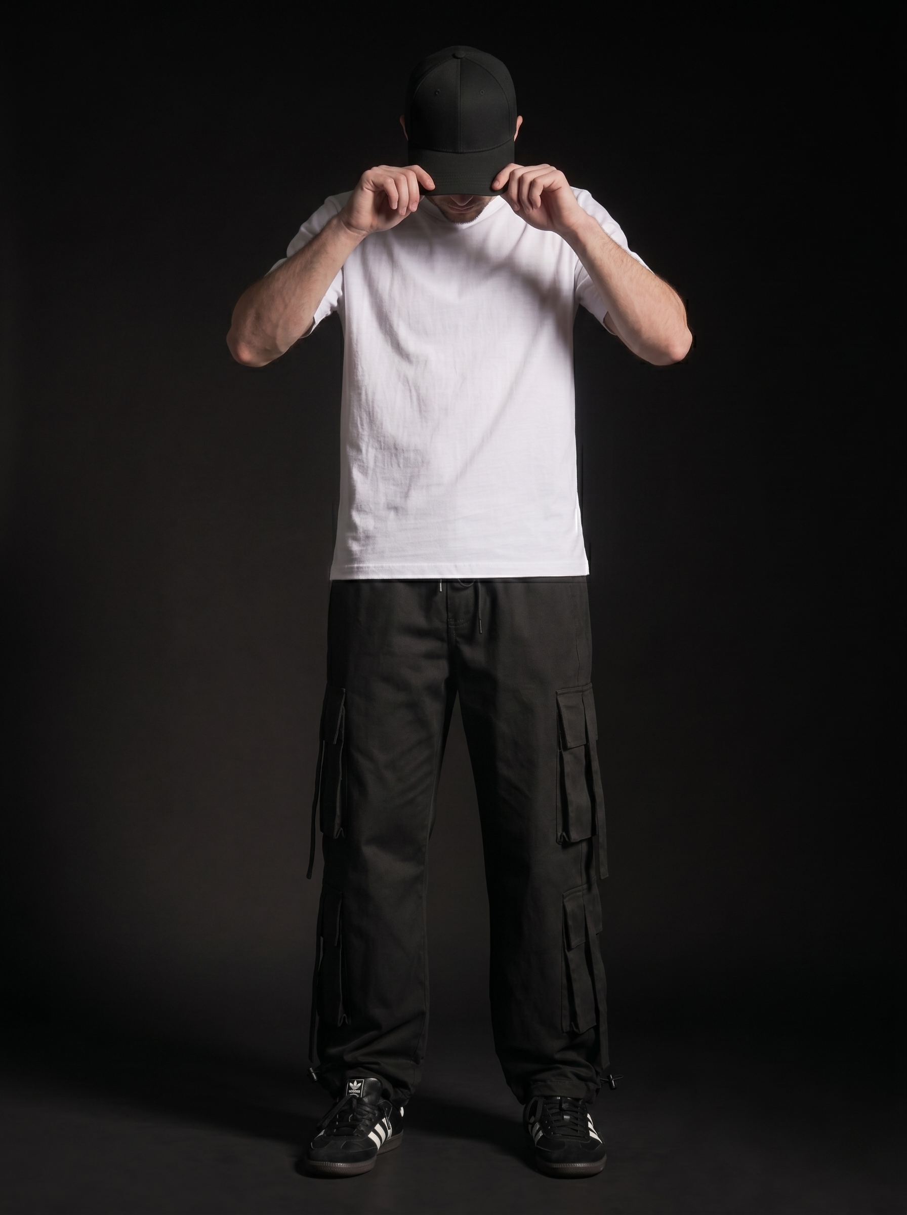 Black Parachute Cargo 8 Pockets - Adjustable Drawstrings