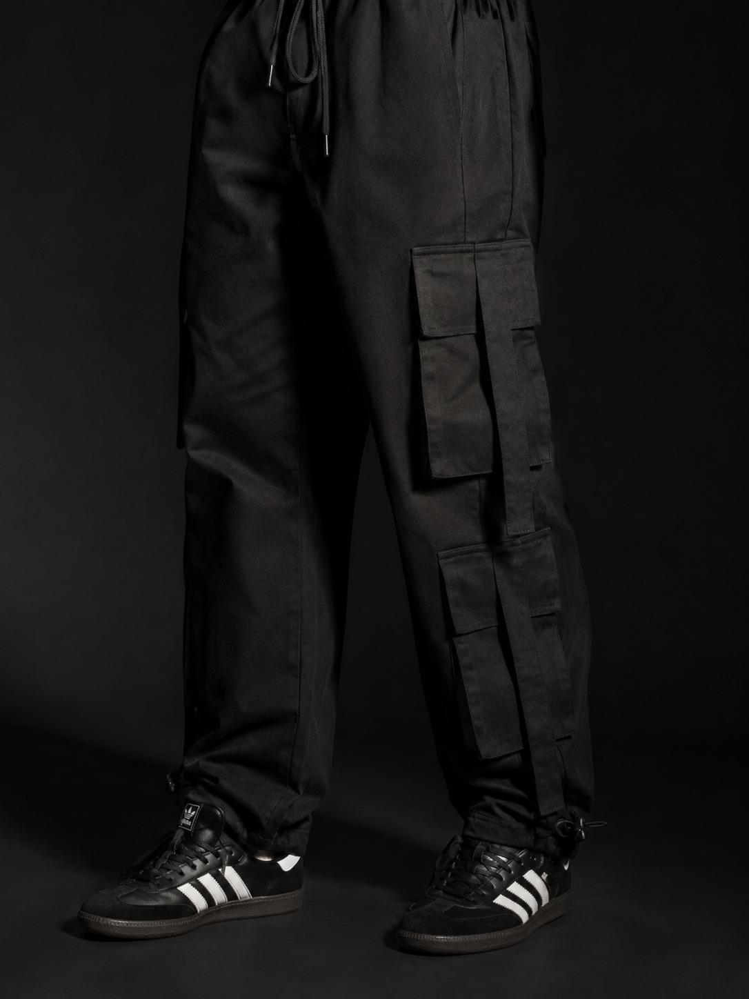 Black Parachute Cargo 8 Pockets - Adjustable Drawstrings