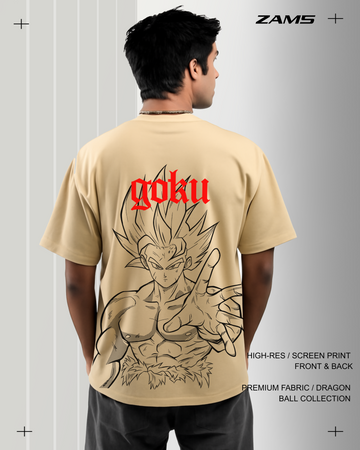 Goku/Beige/DBZ/Oversized T-shirt