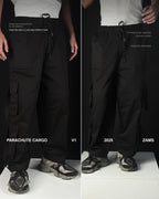 Black Parachute Cargo 8 Pockets - Adjustable Drawstrings ZAMS