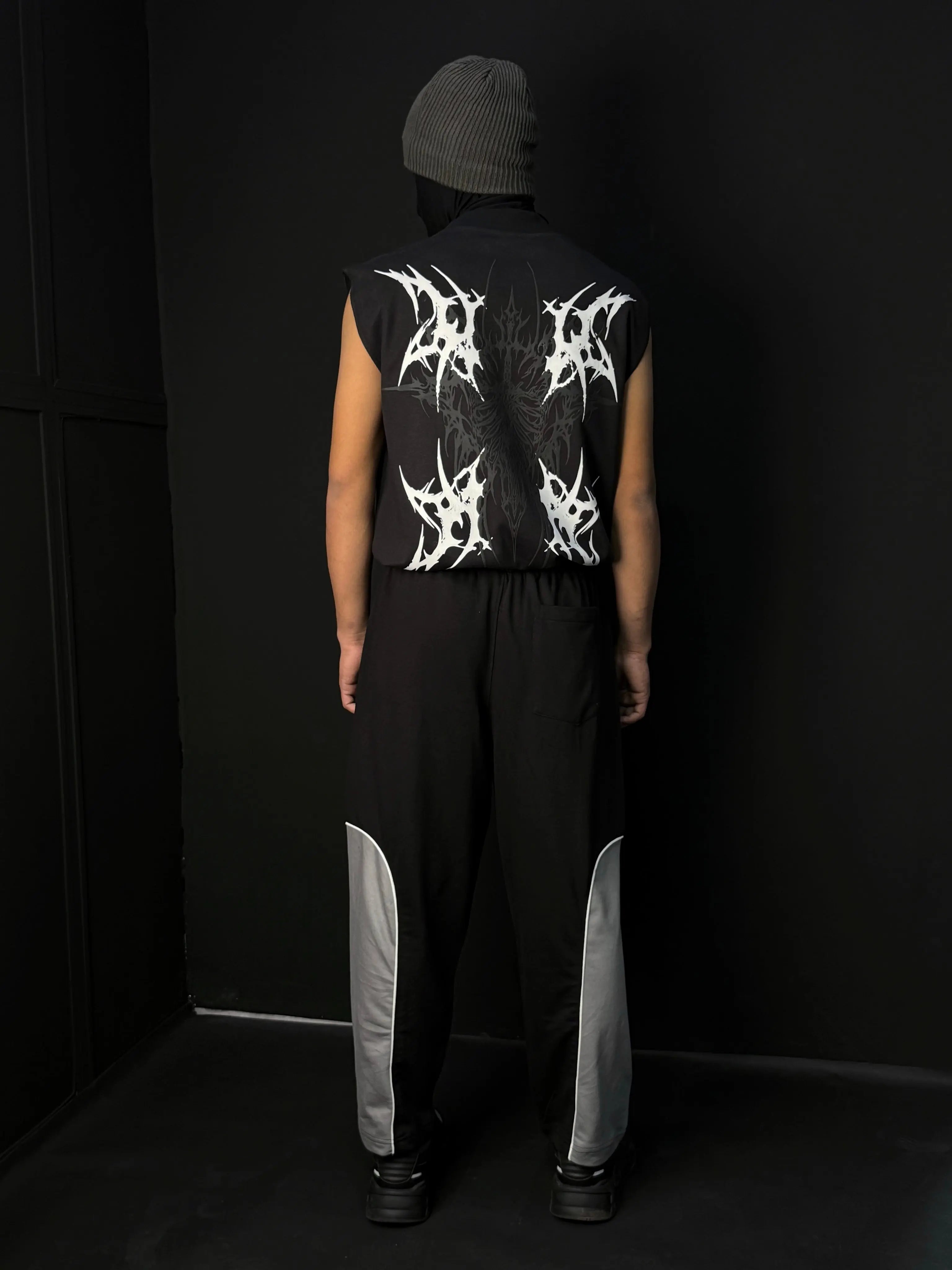 Zams Black and Grey Baggy Trackpant ZAMS